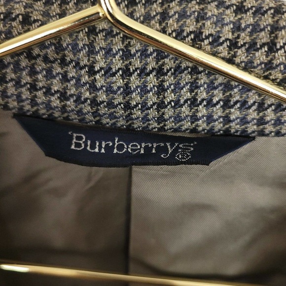 BURBERRY Men’s Houndstooth Sport Coat Blazer Jacket Sz 42 R neutral beige brown - Picture 4 of 7